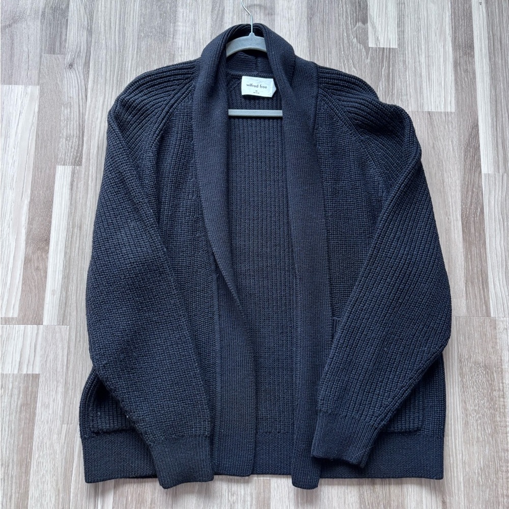 Aritzia Wilfred Free Black Wool Cardigan Sweater
